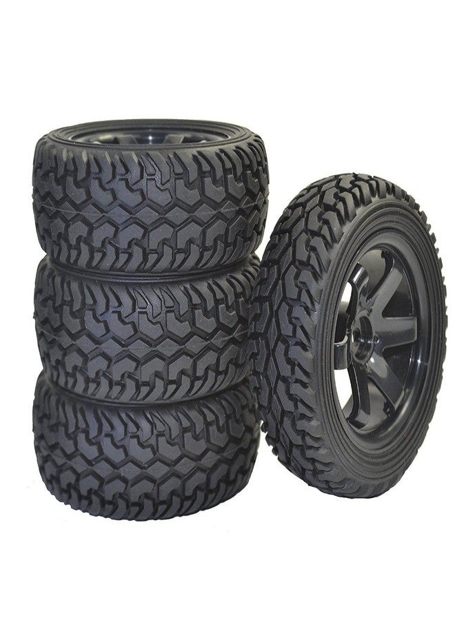 LAFEINA 4PCS RC Rally Car Grain Rubber Tires and Wheel Rims for 1:10 RC On Road Car Tamiya HSP HPI Kyosho - Image 1